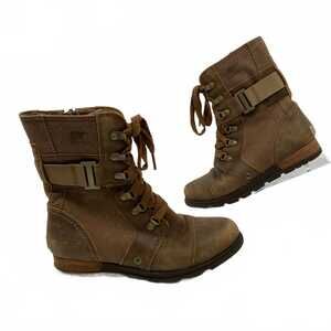 Sorel Brown Leather Ankle Boots | Women’s US 8.5 Combat Style